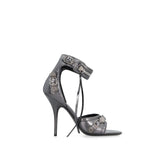 Gray Calfskin Stiletto Heel Sandals