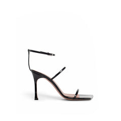 Black Calfskin Stiletto Heel Sandals