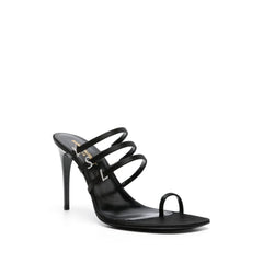 Black Silk Stiletto Heel Sandals