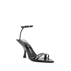 Black Silk Stiletto Heel Sandals