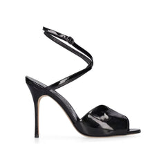 Black Calfskin Stiletto Heel Sandals