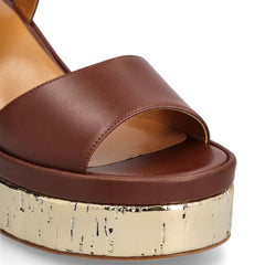 Brown Calfskin Platform Sandals