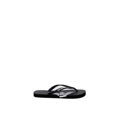 Black And White Rubber Flip-Flop Sandals