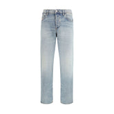 Blue Cotton Tapered Jeans