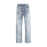 Light Blue Cotton Relaxed Fit Jeans