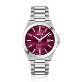 ساعة فاخرة من الفولاذ المقاوم للصدأ باللون الرمادي