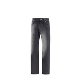 Black Cotton Straight-Leg Jeans