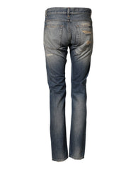 Blue Tattered Men Skinny Denim Trouser Jeans