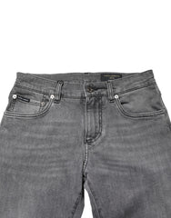 Gray Cotton Mid Waist Skinny Denim Jeans