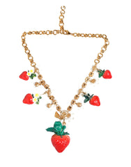 Gold Brass FRUIT Pendants Flowers Crystal Logo Necklace