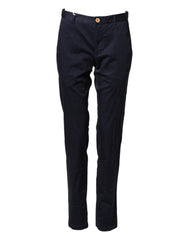 Dark Blue Cotton Skinny Men Trouser Pants