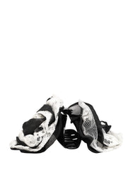 Black White Silk Floral Lace Crystal Accessory Hair Claw