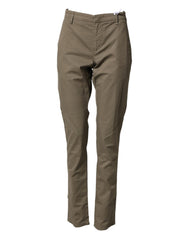 Beige Cotton Stretch Straight Chino Men Trouser Pants