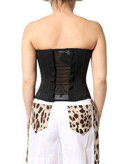 بلوزة بدون أكمام من الدانتيل الحريري الأسود