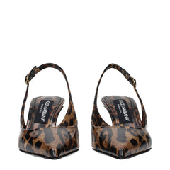 Brown Leather Stiletto Heel Sandals