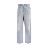 Light Blue Cotton Relaxed Fit Jeans