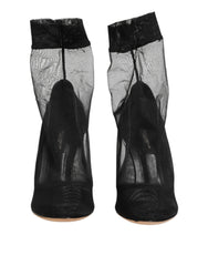 حذاء طويل من النايلون الأسود المطاطي أحذية