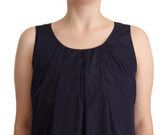 Navy Blue Sleeveless Round Neck Mermaid Long Dress