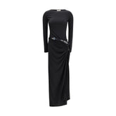 Black Polyester Casual Dress