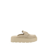 Beige Rubber Platform Loafers