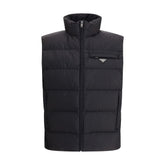 Black Recycled Polyamide Sleveless Jacket