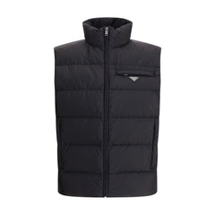 Black Recycled Polyamide Sleveless Jacket