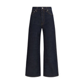 Blue Cotton Straight-Leg Jeans