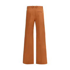 Brown Cotton Flared Pants