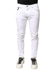 White Cotton Stretch Skinny Denim Men Jeans