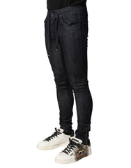 Black Cotton Stretch Skinny Denim Men Jeans