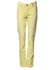 Yellow Mid Waist Straight Fit Men Denim Trouser Jeans