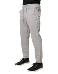 Light Gray Cotton Mid Waist Skinny Men Jogger Trouser Pants