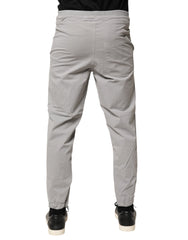 Light Gray Cotton Mid Waist Skinny Men Jogger Trouser Pants