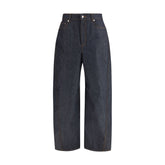 Blue Cotton Casual Pants