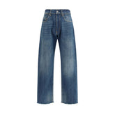 Blue Cotton Straight-Leg Jeans