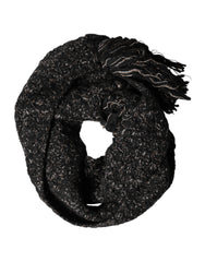 Black Wool Fringes Neck Wrap Foulard Scarf