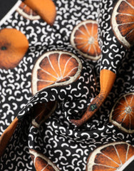 Black Orange Print Square Handkerchief Scarf