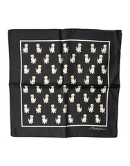 Black Dog Print Square Handkerchief Scarf