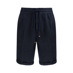 Blue Linen Bermuda Shorts
