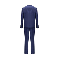 Blue Fleece Wool Two-Piece Suit