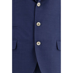 Blue Fleece Wool Two-Piece Suit