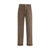 Brown Cotton Relaxed Fit Jeans