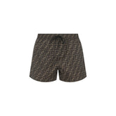 Brown Polyester Swim Shorts