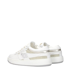 White Leather Low Top Sneakers