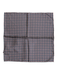 Blue Patterned Silk Square Handkerchief Scarf