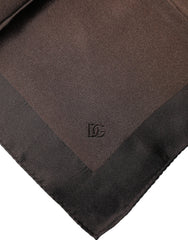 Brown Logo Silk Square Handkerchief Scarf
