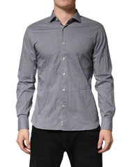 Gray Patterned Long Sleeves Dress Shirt