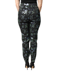 BlueGreen Floral Metallic Slim Trouser Pants
