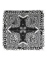 Black Bandana Print Silk Neck Foulard Scarf