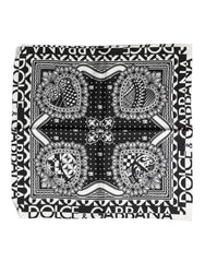 Black Bandana Print Silk Neck Foulard Scarf
